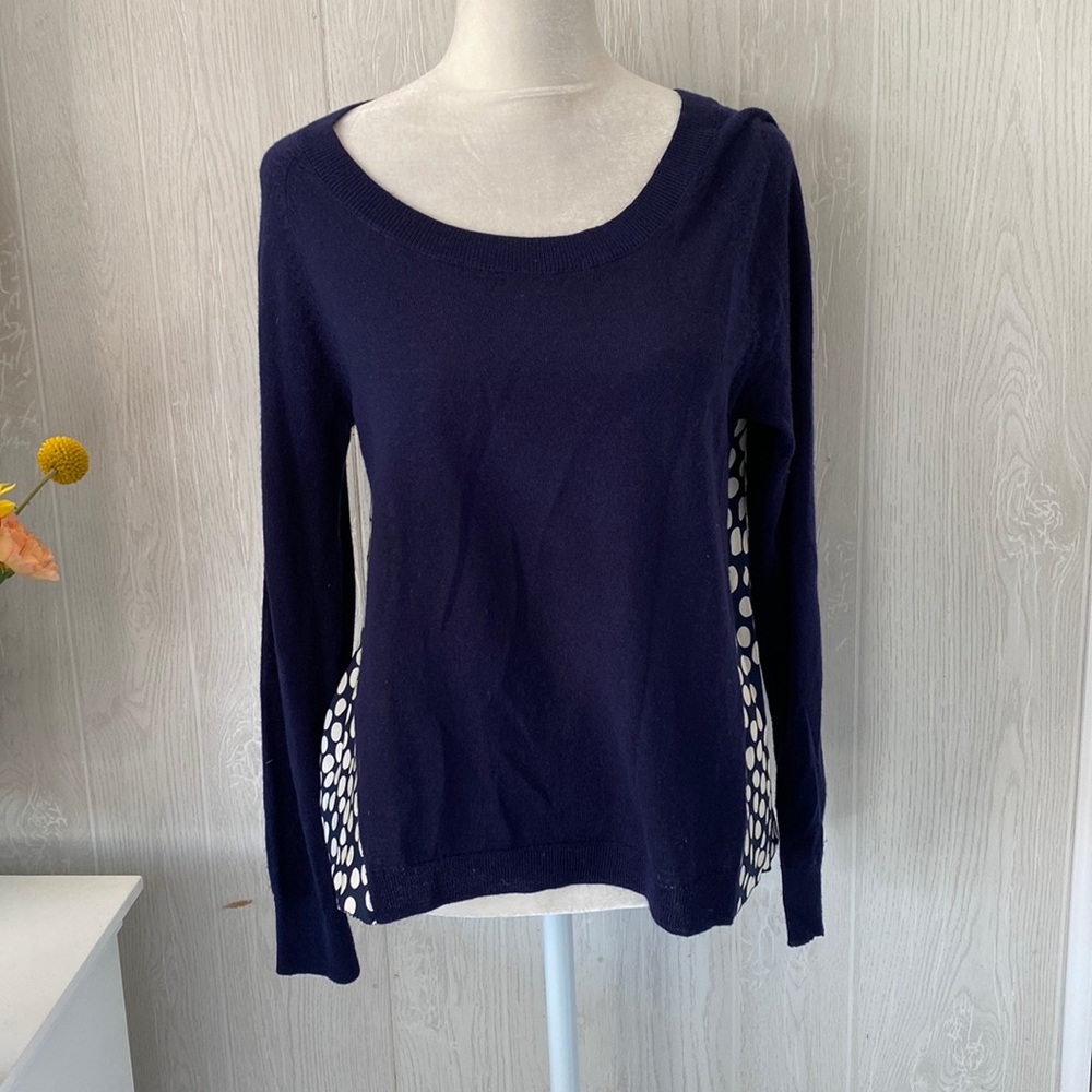 Anthropologie•Moth•Lightweight•Sweater•S•Polka Dots•100%Silk back•Wool Blend
